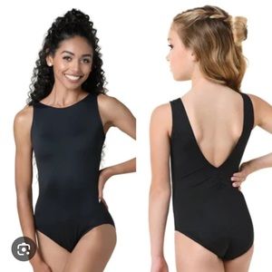 Danznmotion Boatneck Ava leotard in black, size 6-7